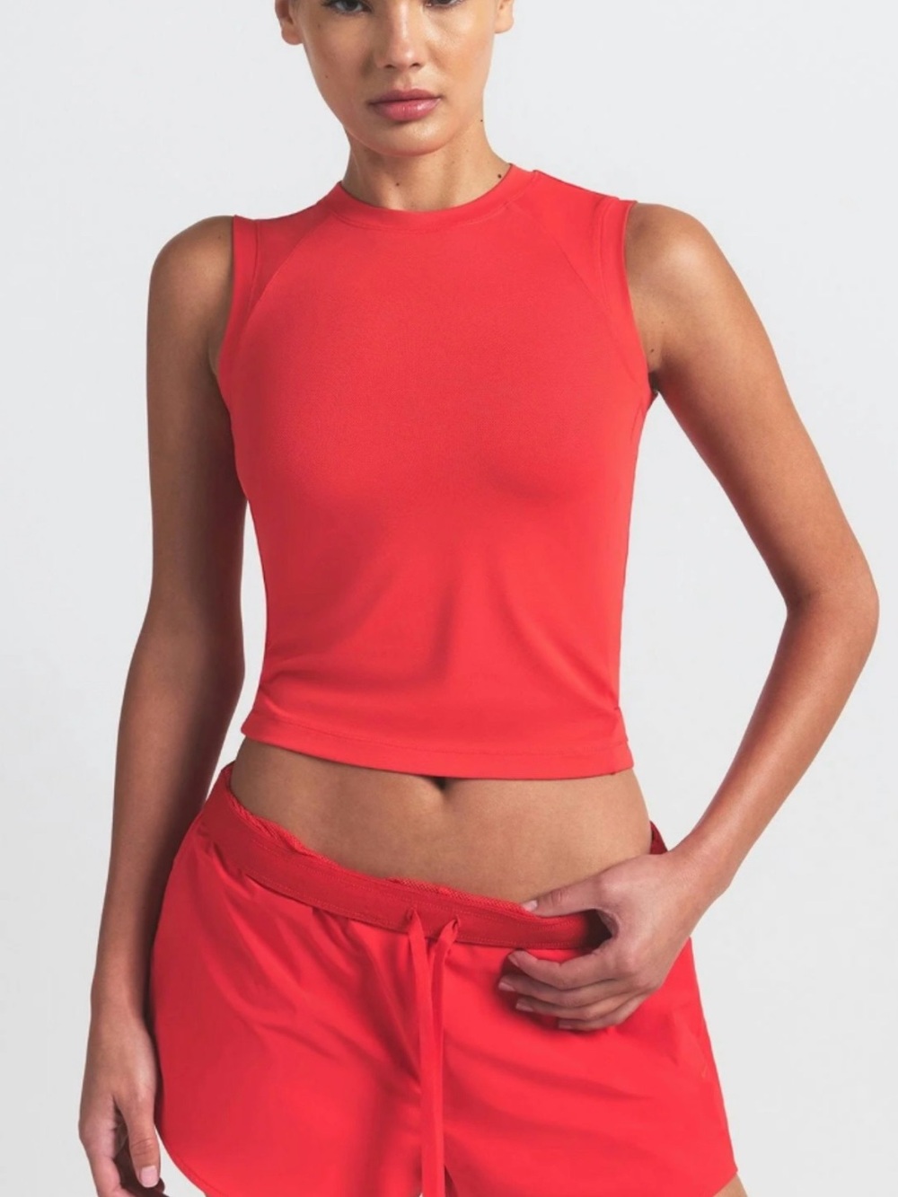 NIKE SKIMS Red Sleeveless Cropped Tank